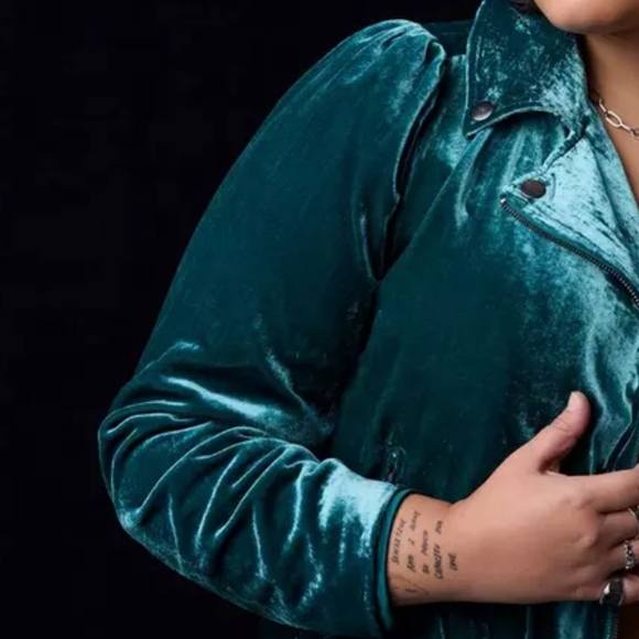 Torrid Teal Velvet Jacket - Picture 3 of 7